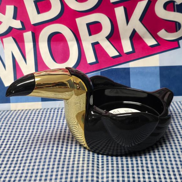 BBW Toucan Bird Gold & Black Large 3 Wick Candle Holder Pedestal Home Decor - Picture 4 of 4